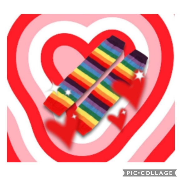 Elbow length fingerless rainbow gloves - Picture 5 of 11